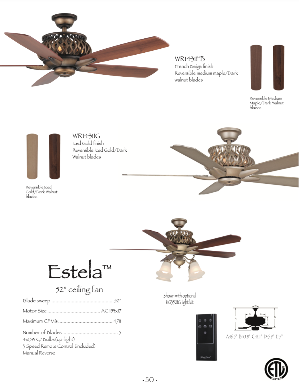 Wind River Estela 52" Ceiling Fan with Remote