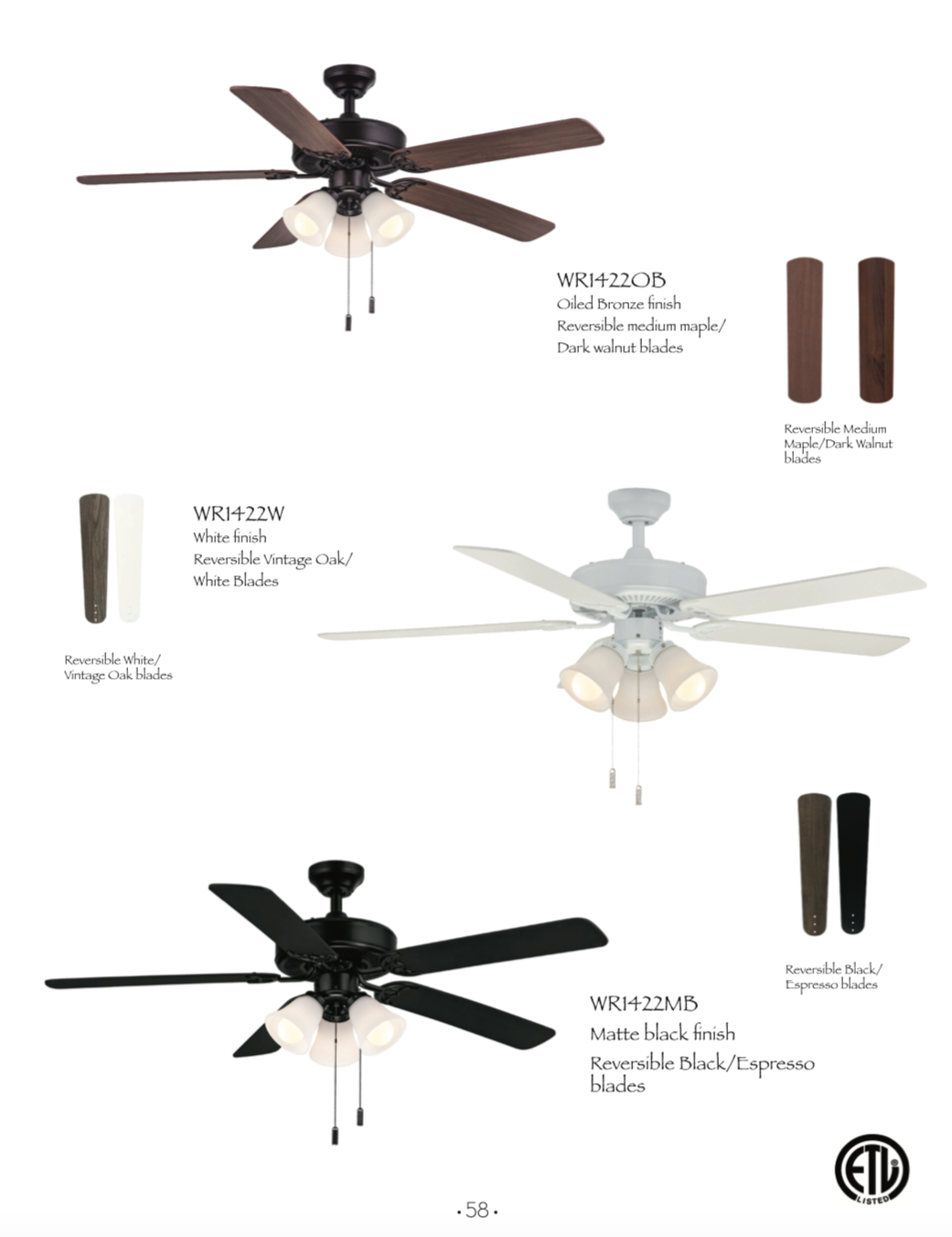 Wind River Dalton 52" 3 Light Pull Chain Ceiling Fan with 39W LED