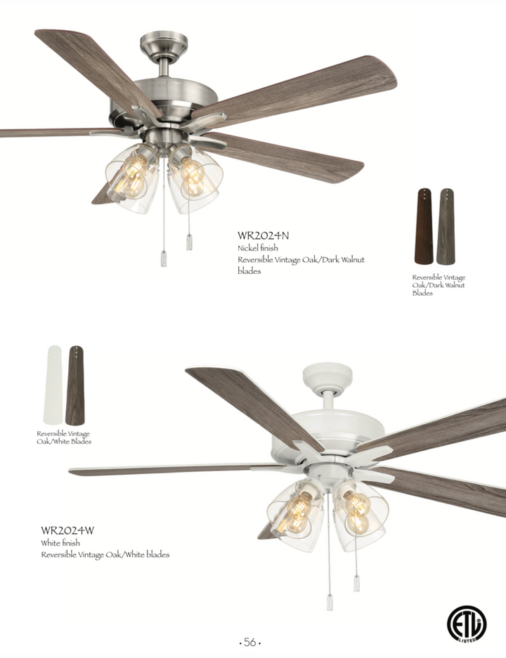 Wind River Pecos 52" Pull Chain Ceiling Fan with 24W LED with Edison Bulbs