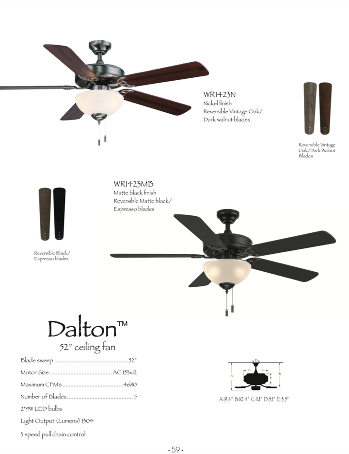 Wind River Dalton 52" Pull Chain Ceiling Fan with 18W LED