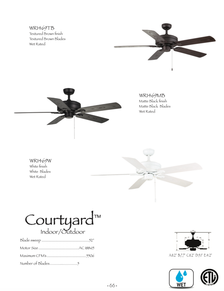 Wind River Courtyard 52" Indoor/Outdoor Pull Chain Ceiling Fan