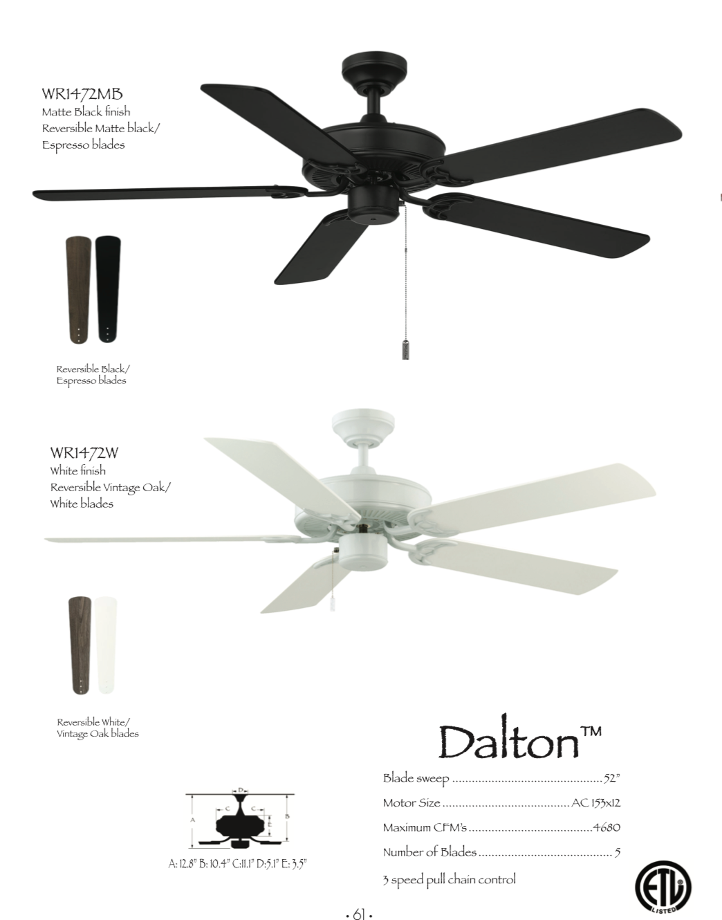 Wind River Dalton 52" Indoor Pull Chain Ceiling Fan