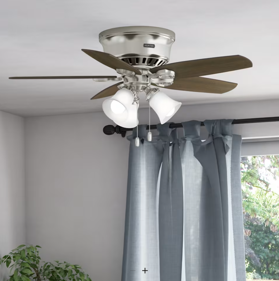 Hunter Fan Builder Flushmount Pull Chain Ceiling Fan with 27W LED