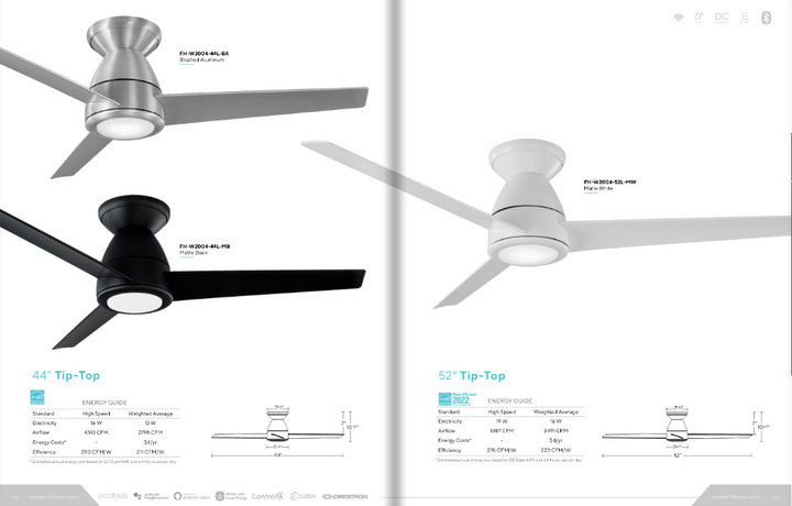 Modern Forms Fan Tip Top Smart Outdoor DC Flushmount Ceiling Fan with 13W CCT LED and Remote