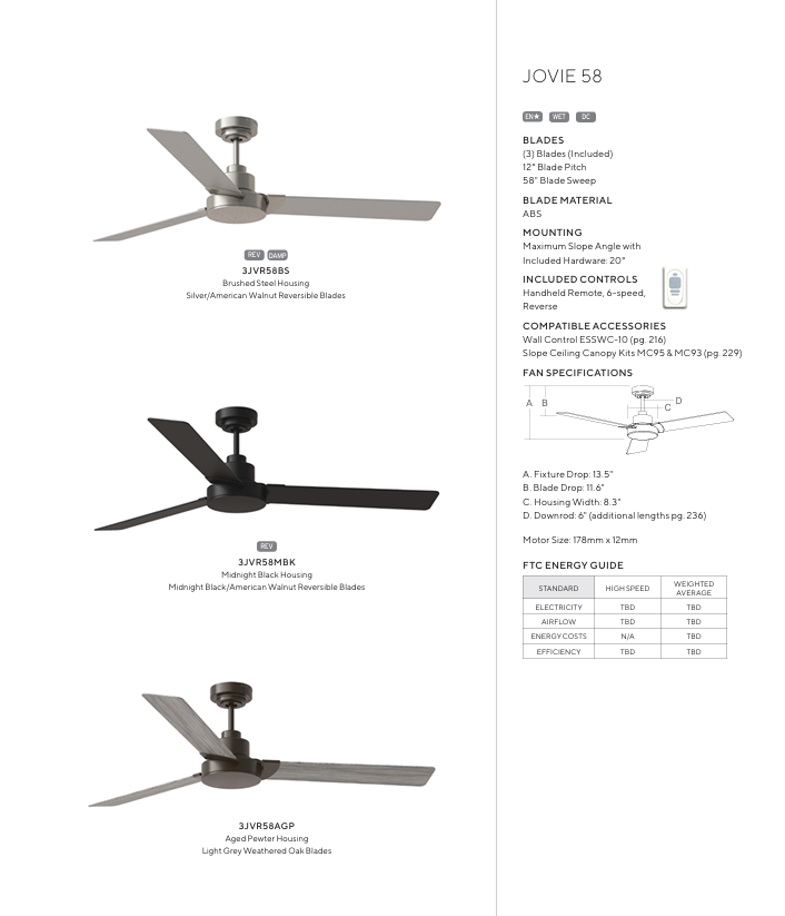 Generation Lighting Jovie 58'' Outdoor DC Ceiling Fan with Remote