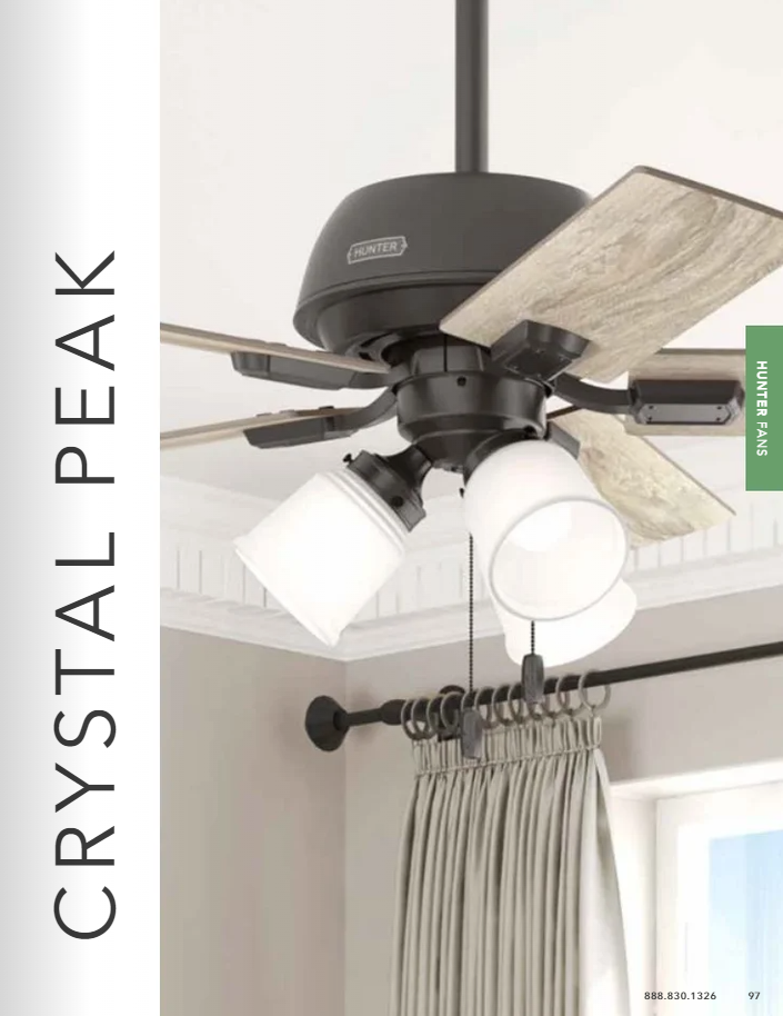 Hunter Fan Crystal Peak 44" Pull Chain Ceiling Fan with 21W LED