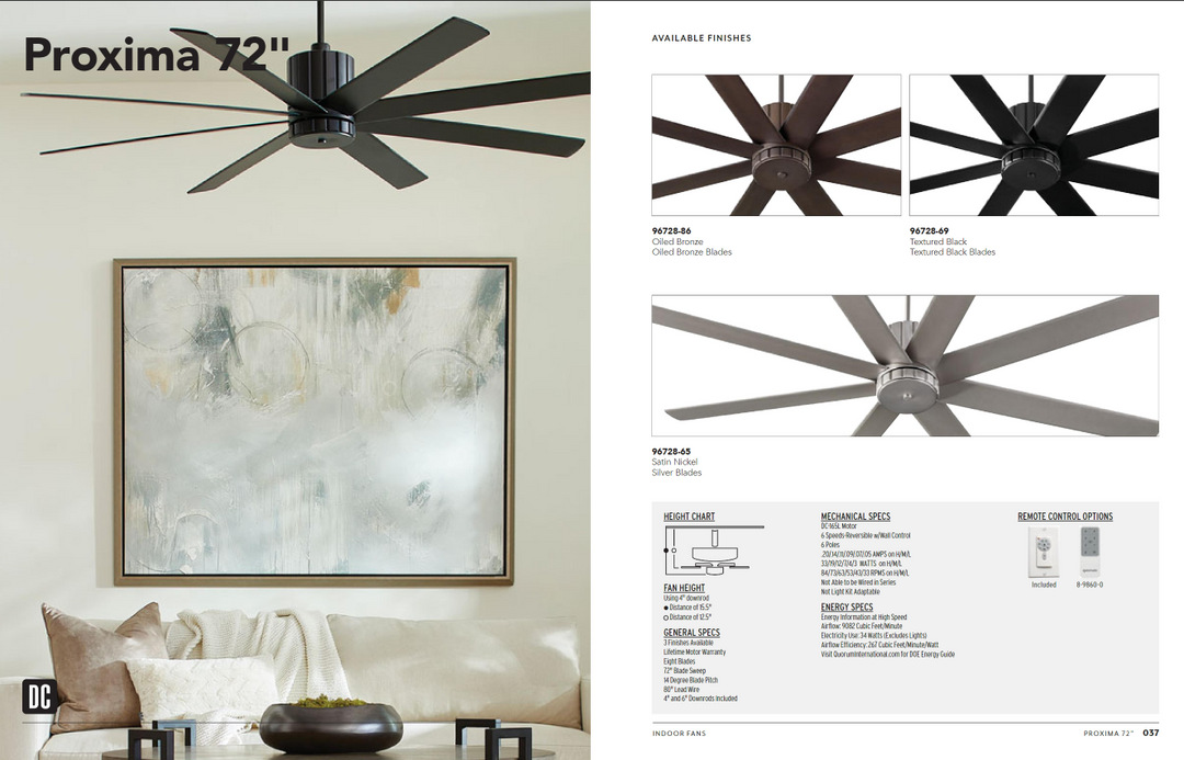 Quorum Fan Proxima DC Ceiling Fan with Wall Control