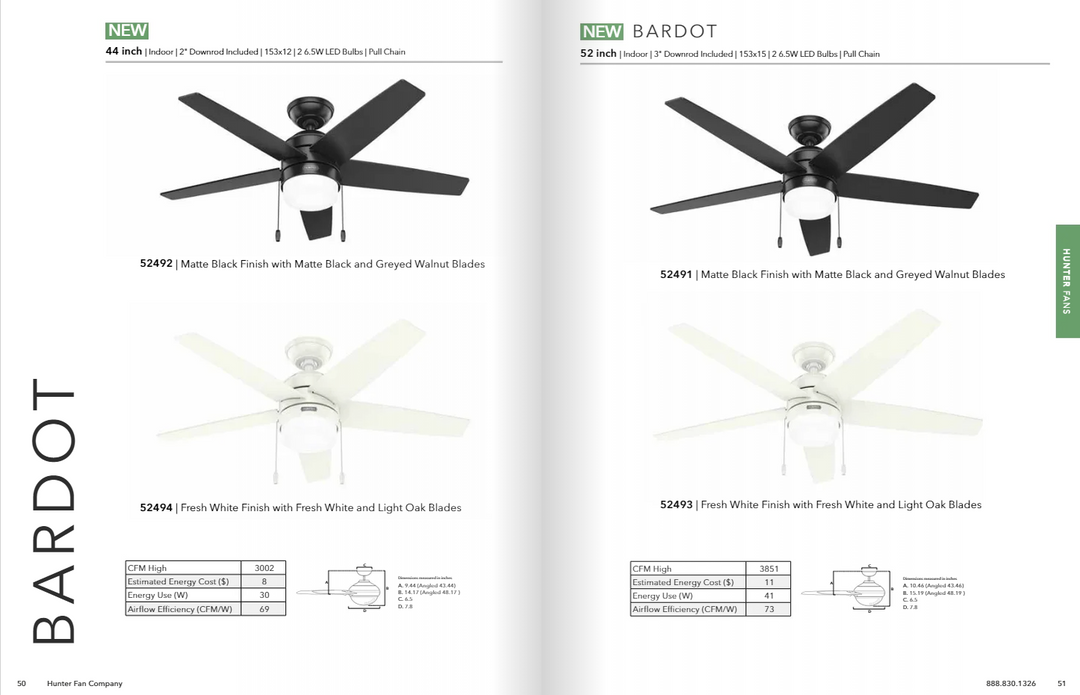 Hunter Fan Bardot Pull Chain Ceiling Fan with 14W LED