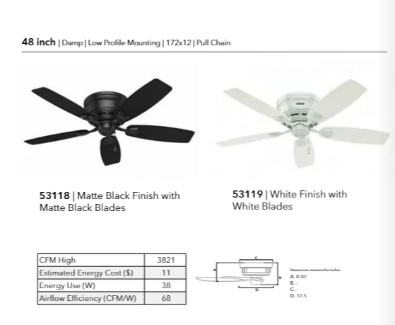 Hunter Fan Sea Wind 48" Outdoor Flushmount Pull Chain Ceiling Fan