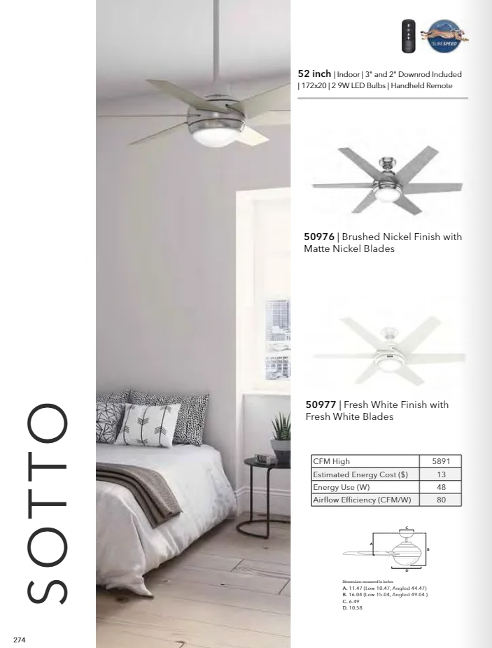 Hunter Fan Sotto 52" Indoor Ceiling Fan with 18W LED and Remote