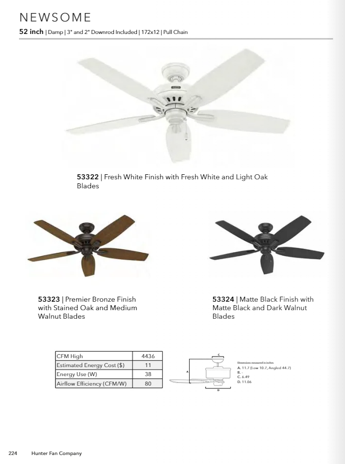 Hunter Fan Newsome 52" Indoor/Outdoor Pull Chain Ceiling Fan