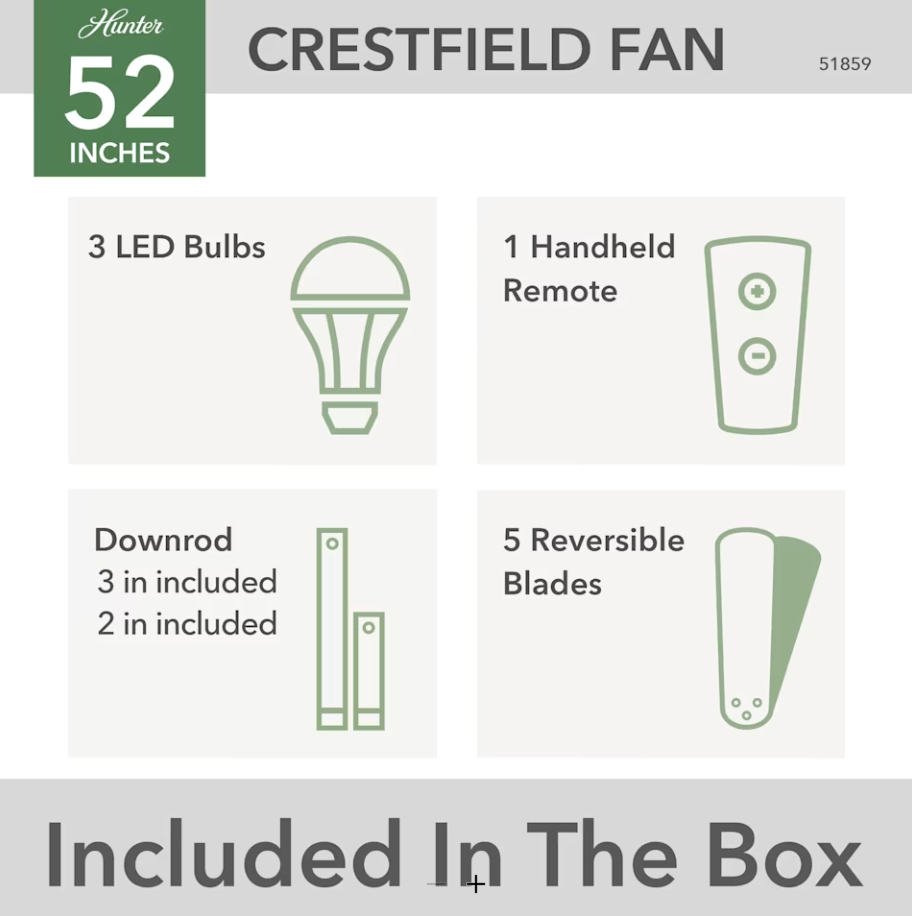 Hunter Fan Crestfield 52" Ceiling Fan with 21W LED and Remote