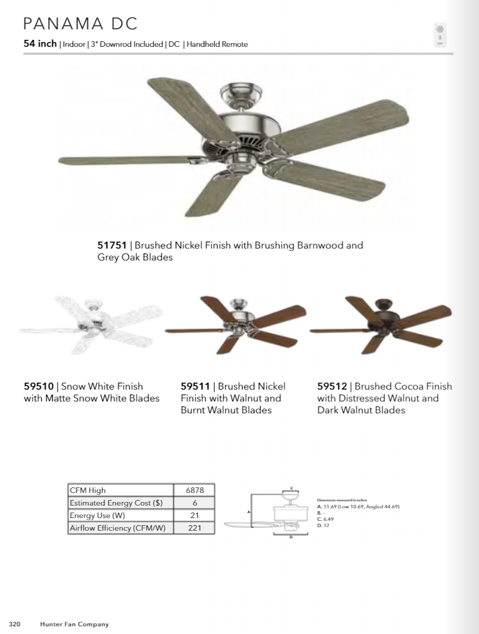 Casablanca Panama 54" Indoor DC Ceiling Fan with Remote