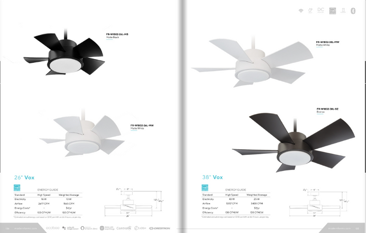 Modern Forms Fans Vox Smart Outdoor DC Ceiling Fan with 23.5W LED CCT LED and Remote