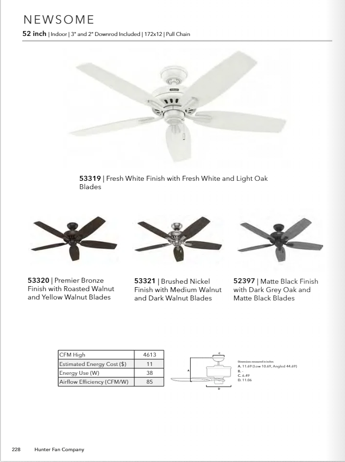 Hunter Fan Newsome 52" Pull Chain Ceiling Fan