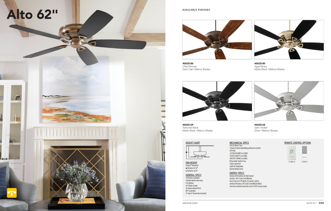 Quorum 62" Alto Indoor Pull Chain Ceiling Fan