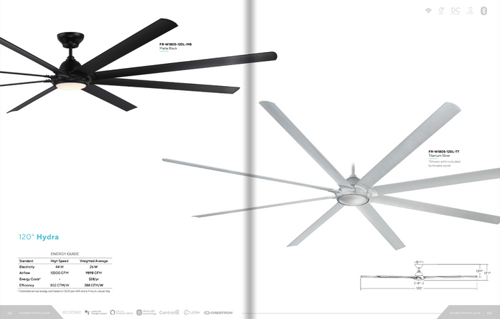 Modern Forms Fan Hydra Smart Outdoor DC Ceiling Fan with 23.5W CCT LED and Remote