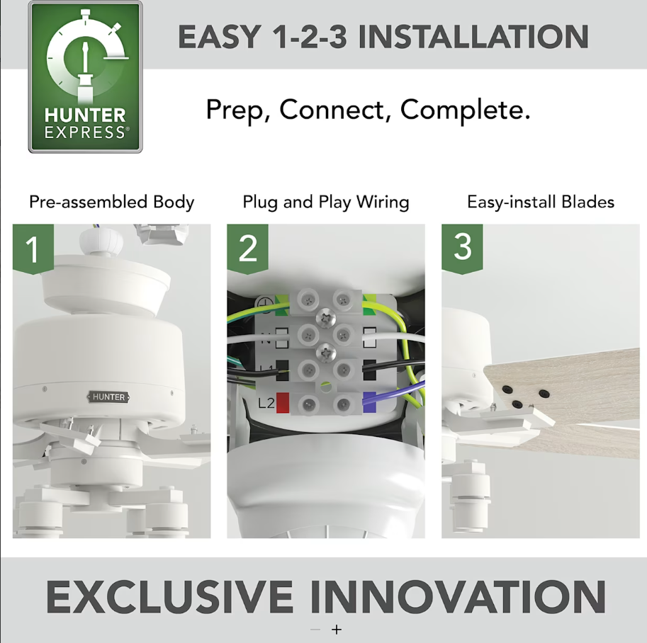 Hunter Fan Techne 52" Smart Indoor Ceiling Fan with 18.8W LED and Remote