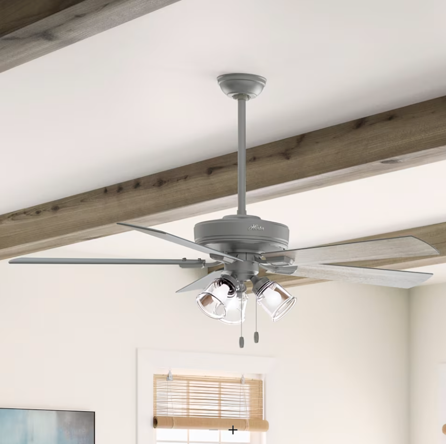 Hunter Fan Crestfield Pull Chain Flushmount Ceiling Fan with 18W LED