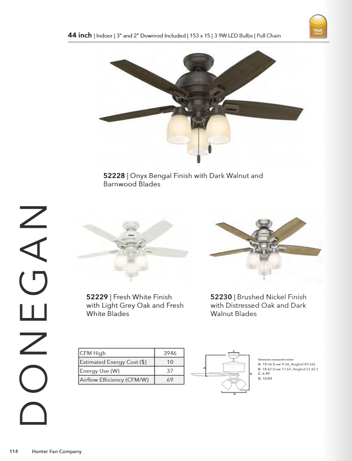 Hunter Fan Donegan Indoor Pull Chain Ceiling Fan with 27W LED