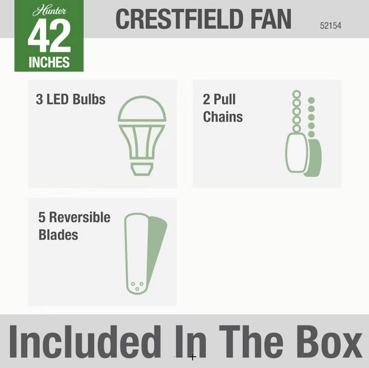 Hunter Fan Crestfield Flushmount Pull Chain Ceiling Fan with 27W LED