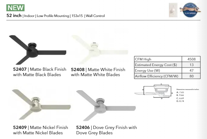 Hunter Fan Presto Flushmount Ceiling Fan with Wall Control