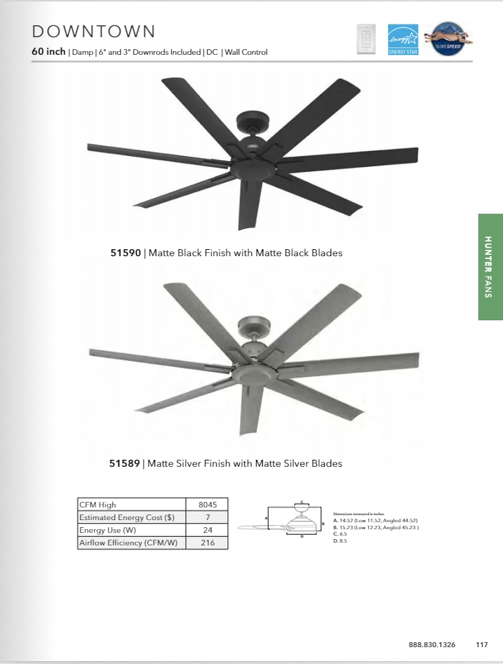 Hunter Fan Downtown Outdoor Ceiling Fan with Wall Control