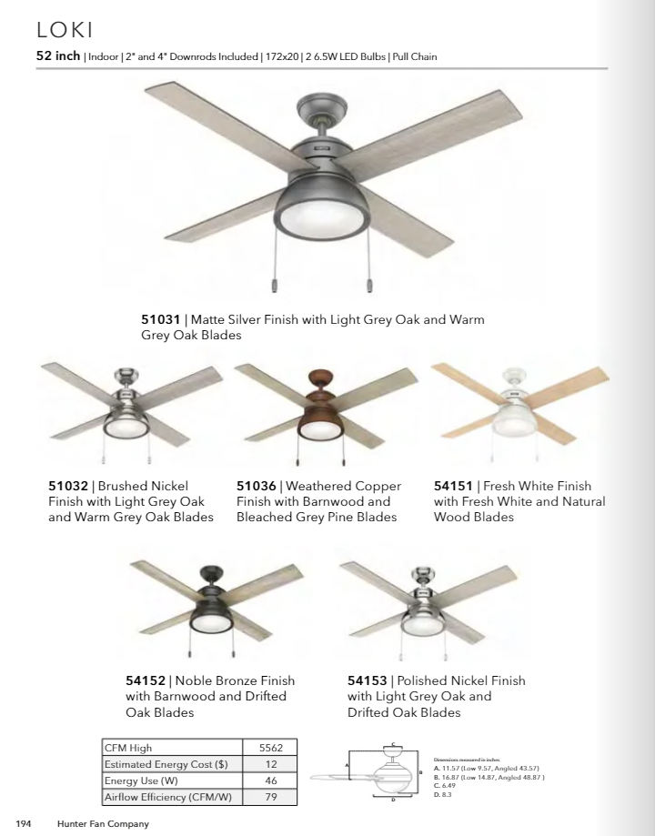 Hunter Fan Loki Pull Chain Ceiling Fan with 18W LED