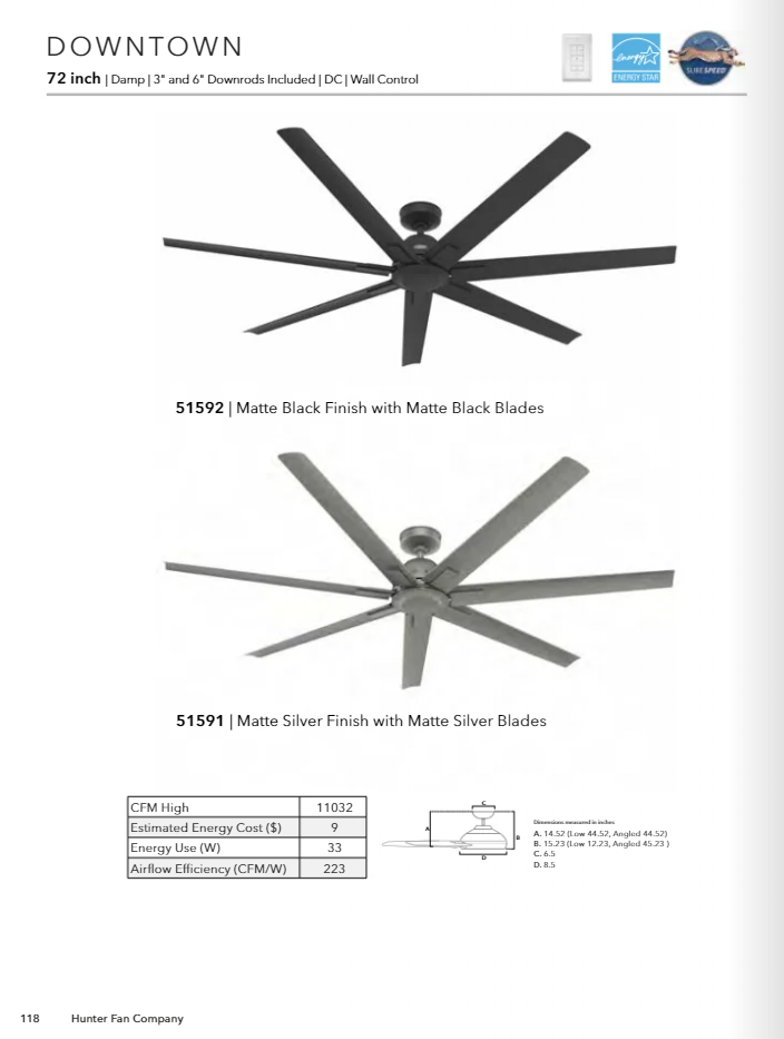 Hunter Fan Downtown Outdoor Ceiling Fan with Wall Control