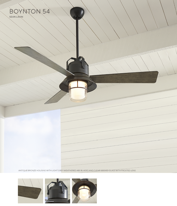 Visual Comfort Boynton 54" Outdoor Ceiling Fan 14W LED Light and Remote in Antique Bronze