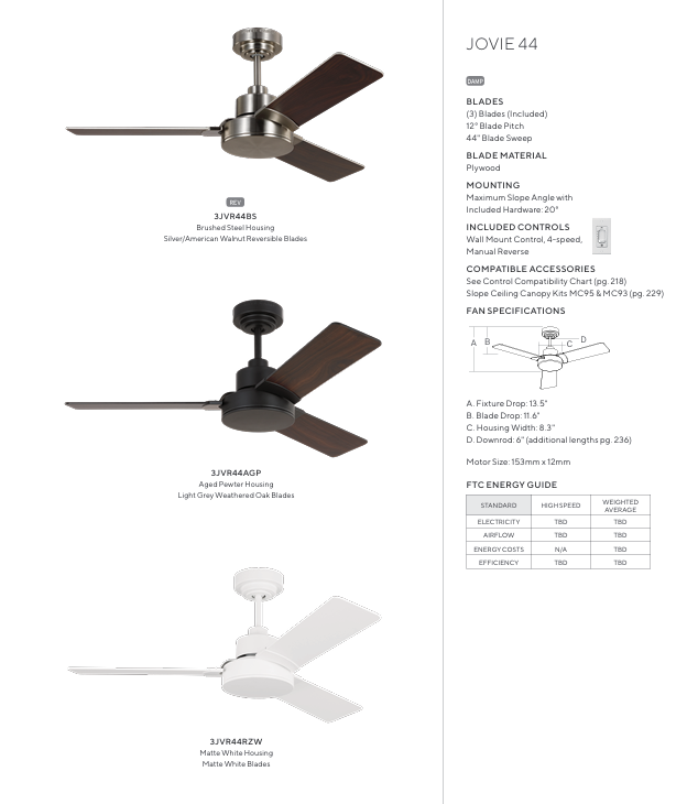 Generation Lighting Jovie Outdoor Ceiling Fan with Wall Control