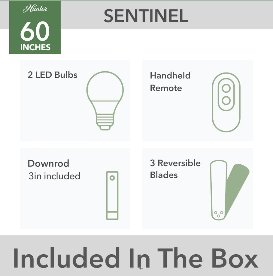 Hunter Fan Sentinel 60" Indoor Ceiling Fan with 18W LED and Remote