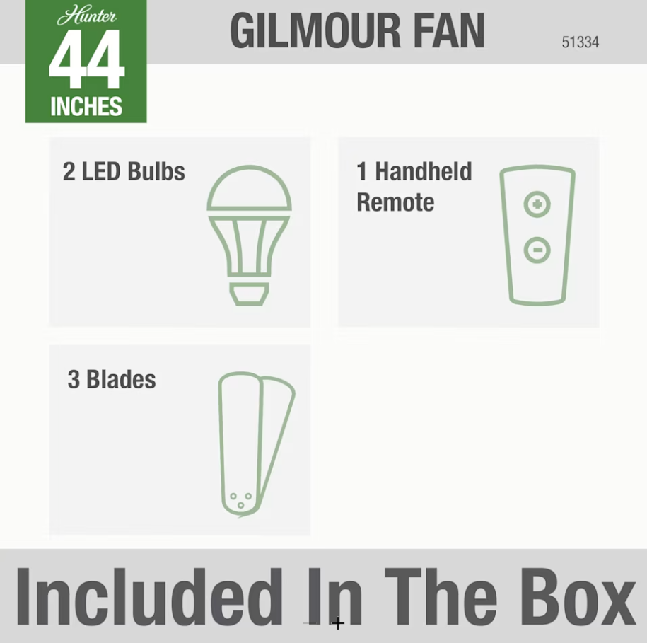 Hunter Fan Gilmour 44" Flushmount Ceiling Fan with 20W LED and Remote