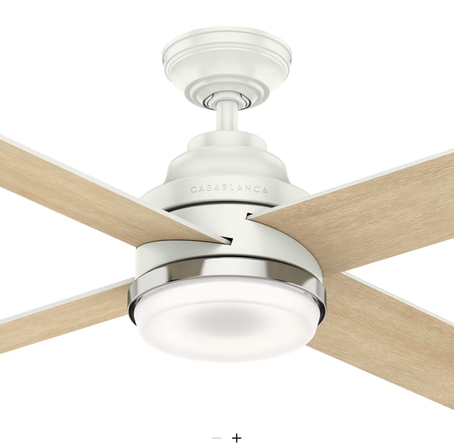 Casablanca Daphne 54" Indoor Ceiling Fan with 16W LED and Wall Control in Fresh White