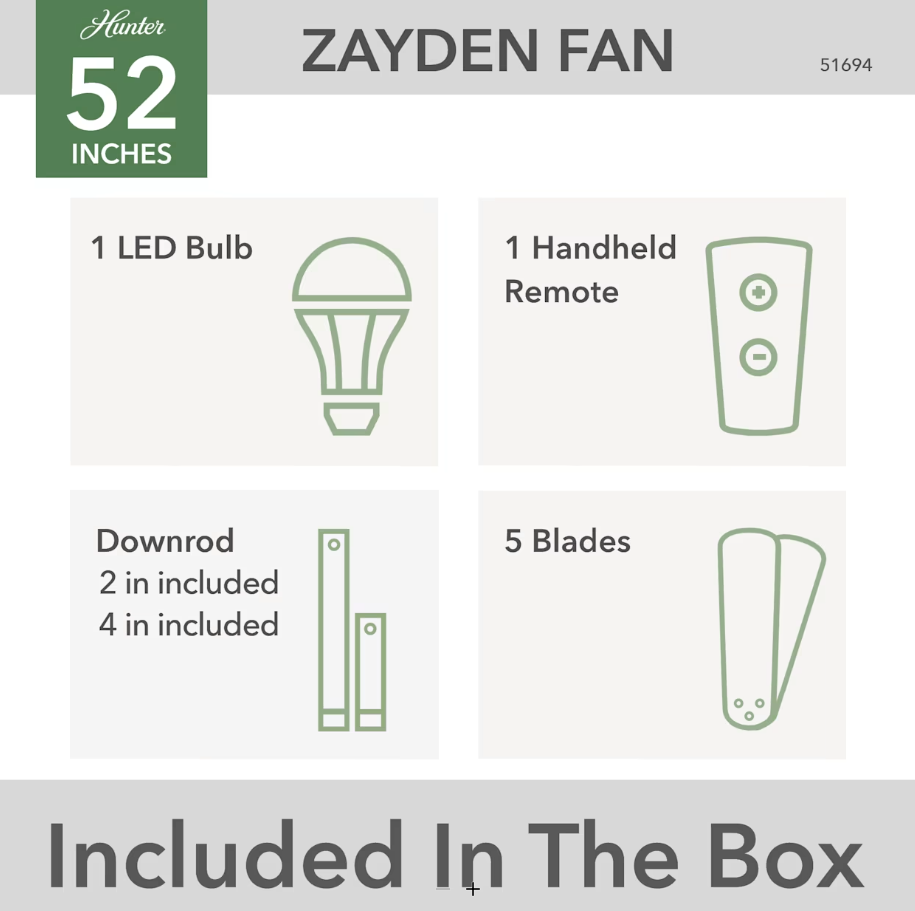 Hunter Fan Zayden 52" Indoor Ceiling Fan with LED and Remote