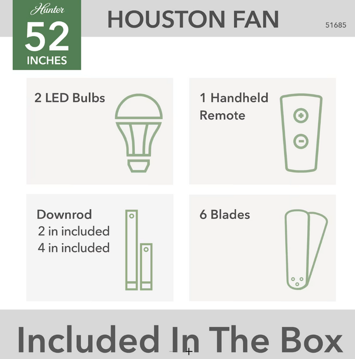 Hunter Fan Houston 52" Ceiling Fan with 10W LED and Remote - Discontinued