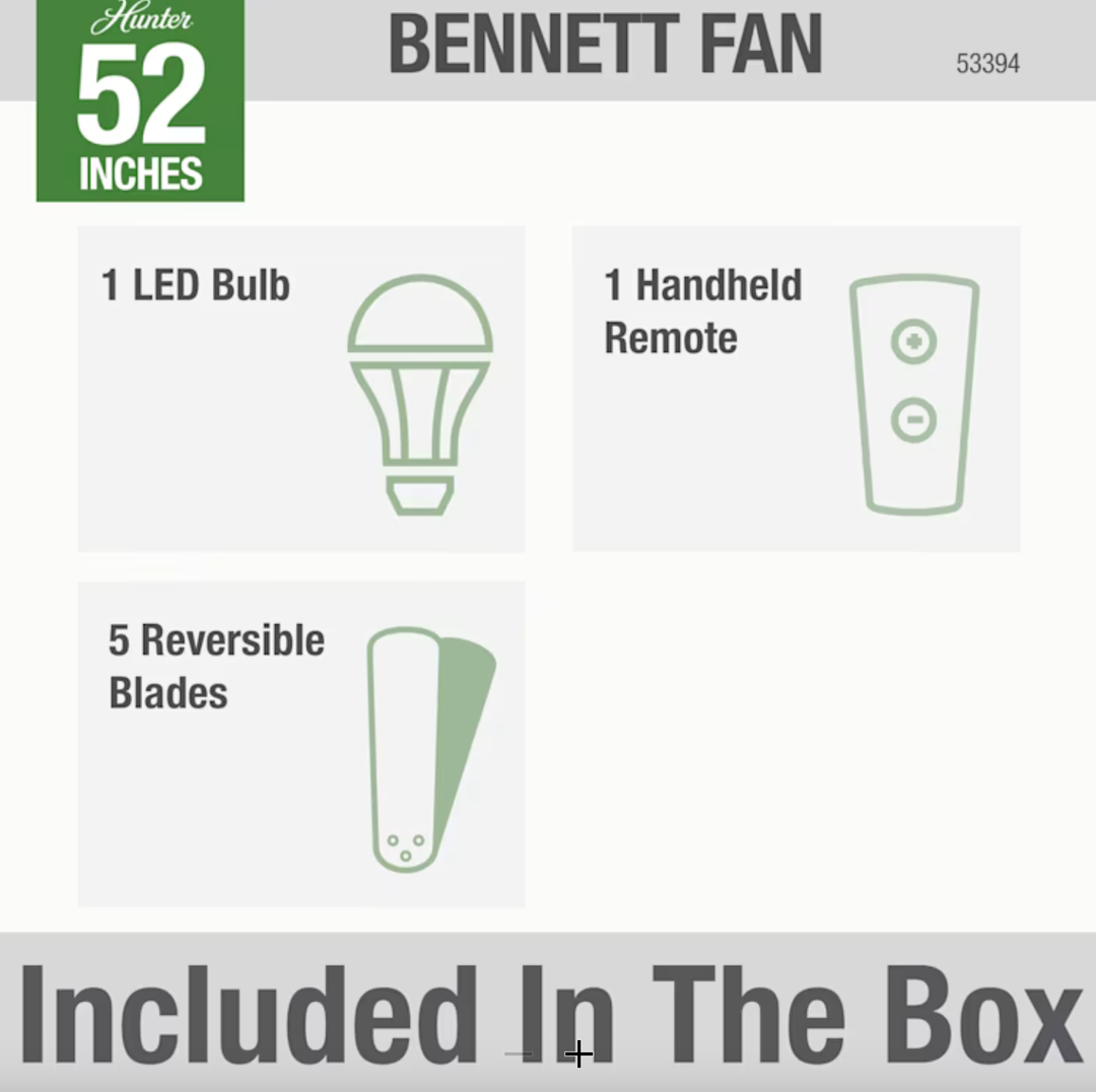 Hunter Fan Bennett Flushmount Ceiling Fan with 5W LED and Remote