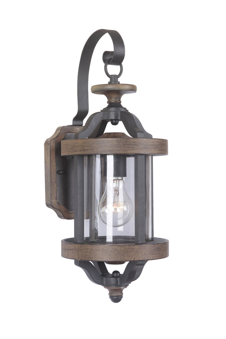 Ashwood One Light Wall Mount in Textured Black/Whiskey Barrel