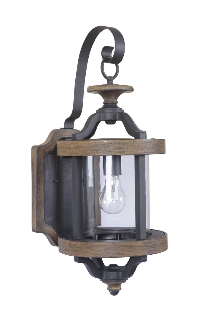 Ashwood One Light Wall Mount in Textured Black/Whiskey Barrel