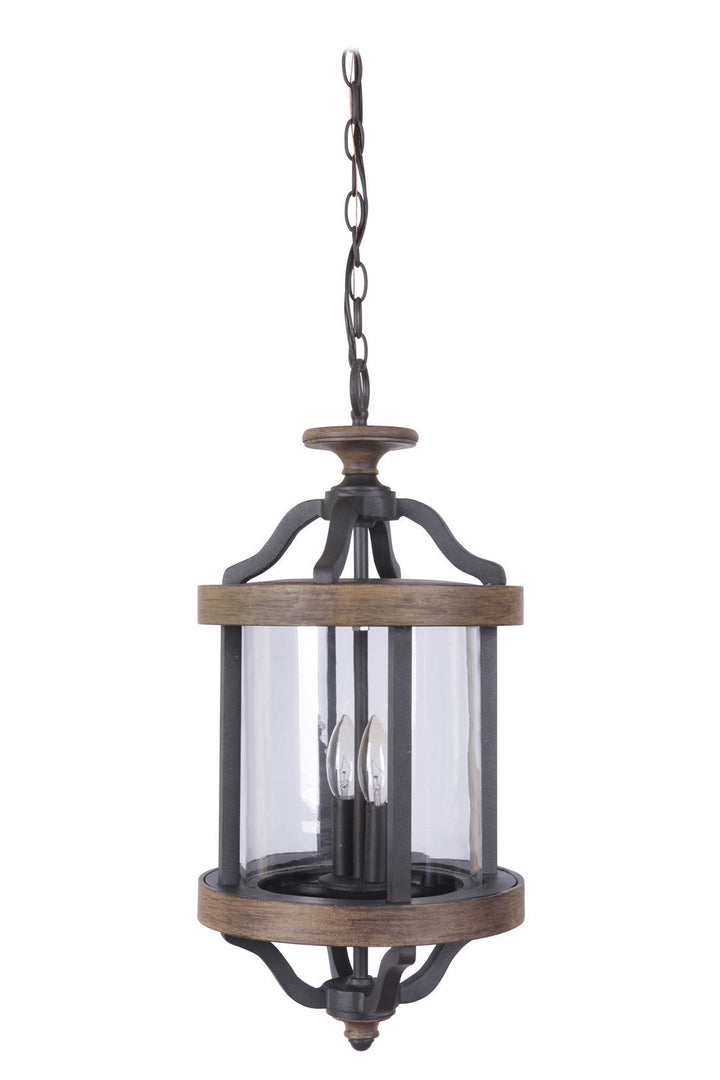 Ashwood Two Light Pendant in Textured Black/Whiskey Barrel