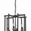 Avante Grand Four Light Foyer Pendant in Flat Black/Satin Brass