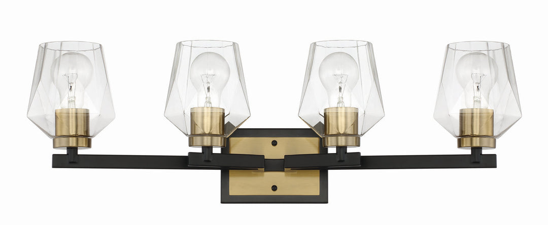 Avante Grand Four Light Vanity in Flat Black/Satin Brass