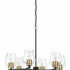 Avante Grand Six Light Chandelier in Flat Black/Satin Brass
