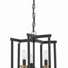 Avante Grand Three Light Convertible Semi Flush/Pendant in Flat Black/Satin Brass