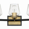 Avante Grand Three Light Vanity in Flat Black/Satin Brass