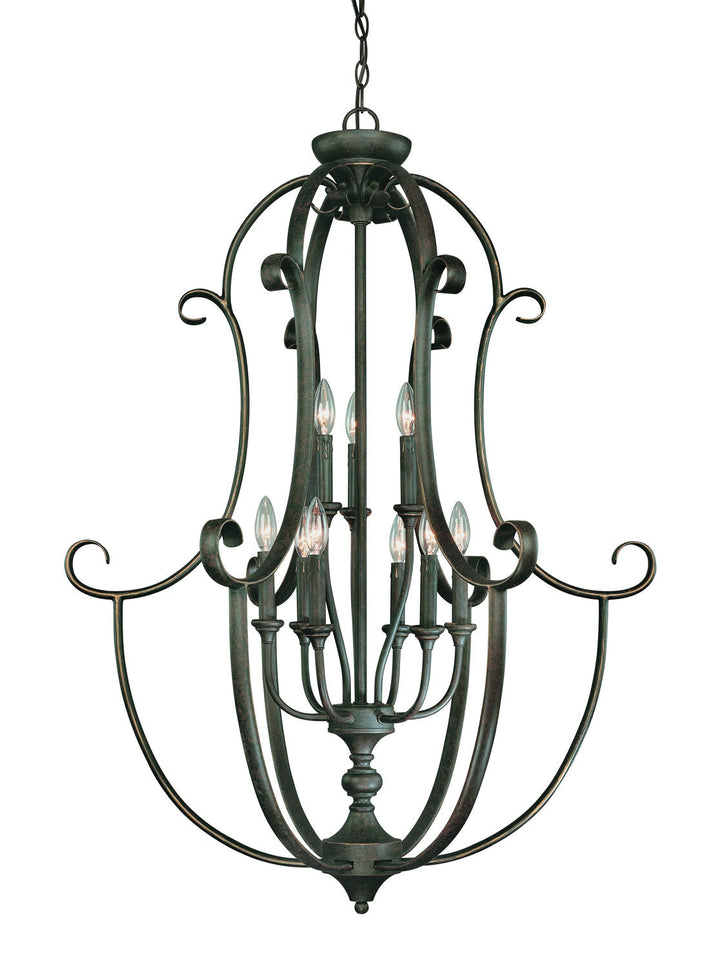 Barrett Place Nine Light Foyer Chandelier in Mocha Bronze