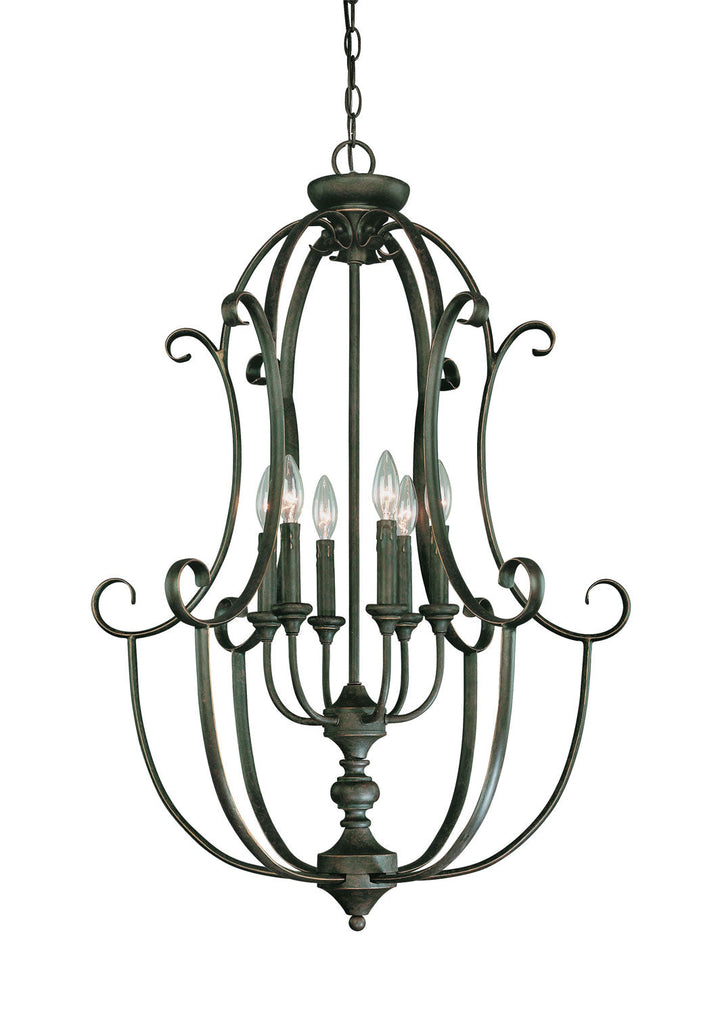 Barrett Place Six Light Foyer Chandelier in Mocha Bronze