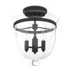 Belltown Three Light Semi Flush Mount in Natural Black Iron