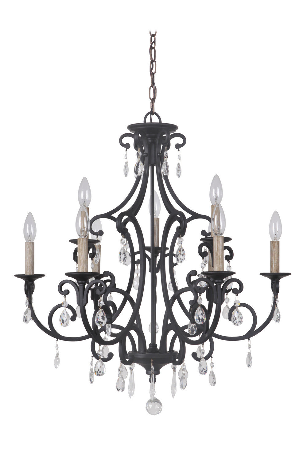 Bentley Nine Light Chandelier in Matte Black