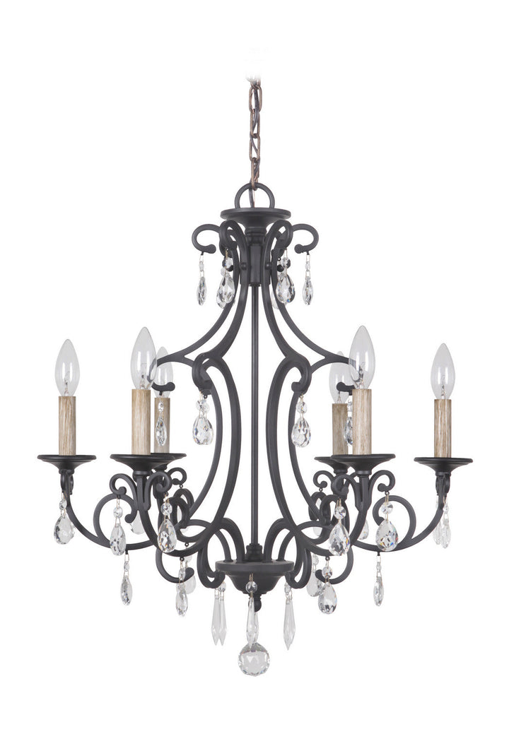 Bentley Six Light Chandelier in Matte Black